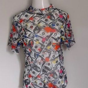 Mega Wear Dollar Bill Paint Splotch Abstract Bodysuit Clubwear Festival 3X